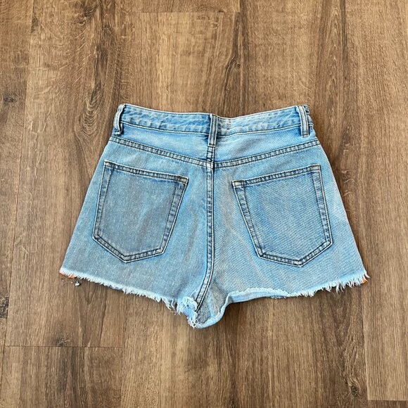 Signature 8 | Ultra High Rise Orange Reflective Distressed Jean Shorts Sz S - Picture 8 of 8